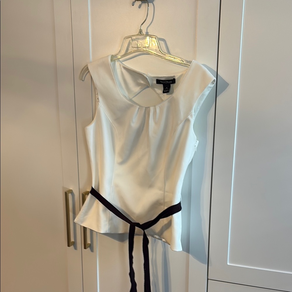 White House Black Market Peplum Blouse with Tie Front